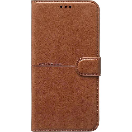 Full-coverage leather protective case for Redmi 14C, brown