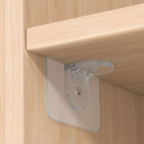 Self Adhesive Shelf Bracket for Cabinets Bookshelves, Strong Clear Shelf Brackets Holds up to 4.5kg (8 Pieces)