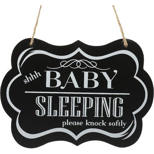 Baby Sleeping Sign Front Door Plaque Decor Please Knock Softly Wooden Sign Wall Hanging Plaque Decor for Porch Door