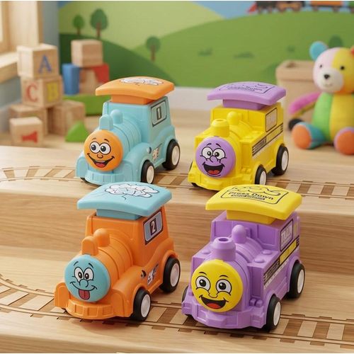 Push-to-Move Train Toy for Kids - No Batteries Required-4 Pieces