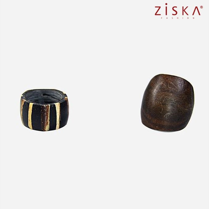 Buy Generic Ziska - Set Of 2 Wooden Ring - Brown in Egypt