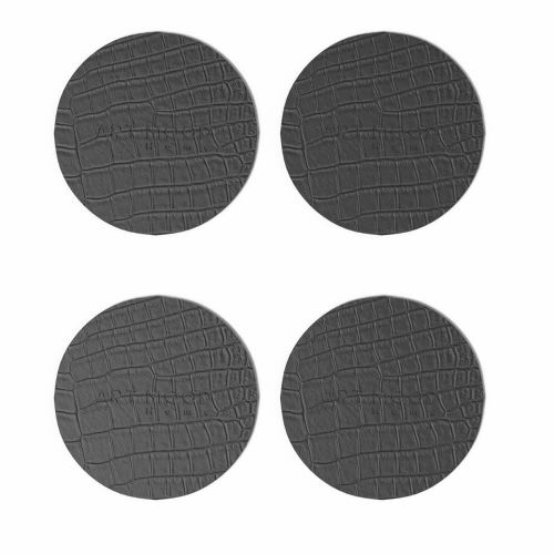 HOME Circle Leather Coaster Set - Premium Faux Leather Coasters with Stylish Touch, Heat-Resistant and Scratch-Proof - Perfect for Coffee Tables, Dining, and Home Decor, Set of 4 - Grey