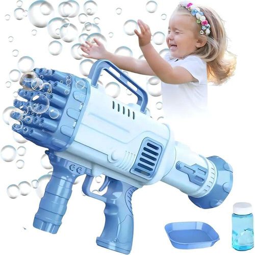 32-Hole Bubble Gun Machine for Kids - Pink Bubble Blaster with Solution - Indoor & Outdoor Bubble Maker for Birthday, Eid, Christmas, Baby Shower, Parties - Perfect Kids Gift