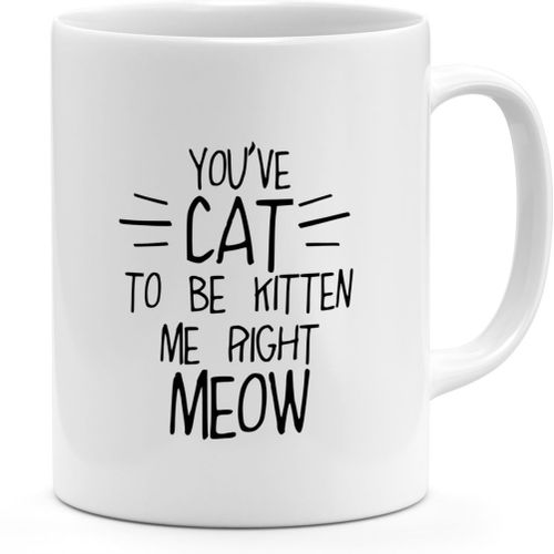 Cat To Be Kitten Quote Ceramic Mug - Black/White