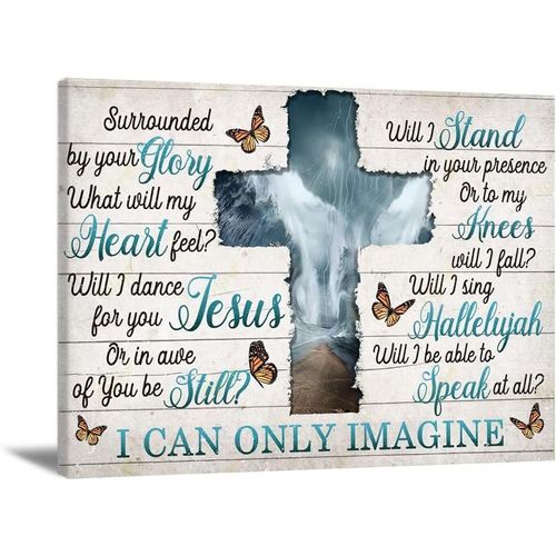 Christian Jesus Canvas Wall Art I Can Only Imagine Wall Decor Cross Decor Butterfly Canvas Christian Faith Wall Art Poster Prints Jesus Unframed Canvas Wall Art Religious Gifts for Home Decor24x16In