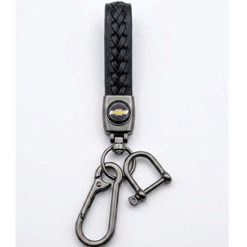 chevrolet Premium Braided Leather Keychain with Metal Clip - Durable Car Key Holder - Stylish Automotive Key Ring Accessory