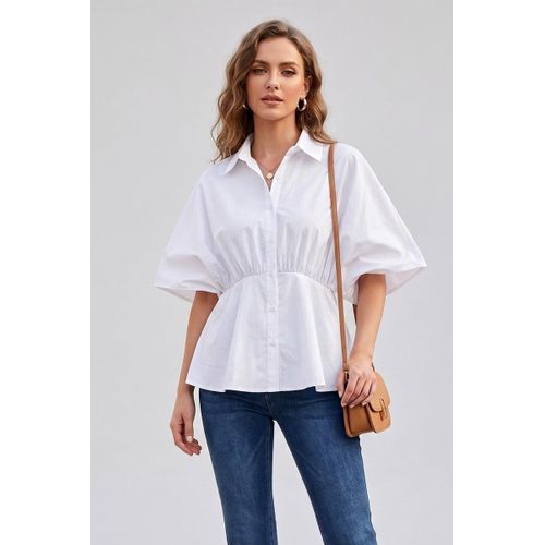 Cinched-Waist Peplum Shirt