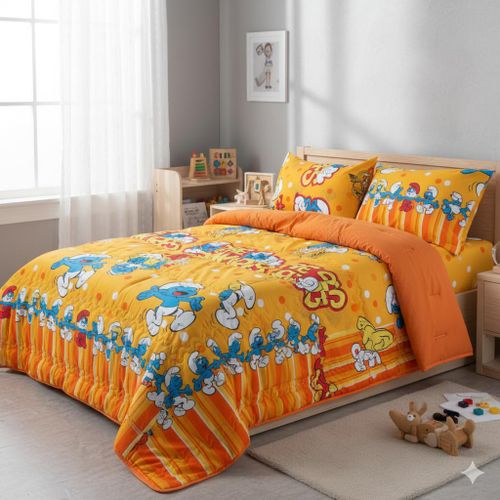1 Coverlet Set Cotton 4 Pieces + 1 Quilt Set Cotton 4 Pieces + 1 Kids Fitted Bed Sheet Set Cotton 6 Pieces model 079