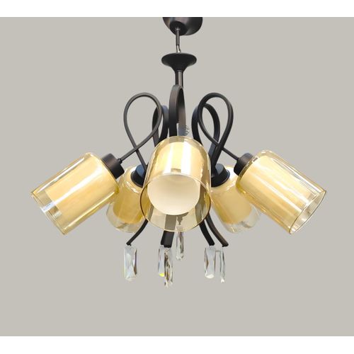 Classic metal chandelier 5 crystal bulbs, luxurious design and perfect lighting 60*60