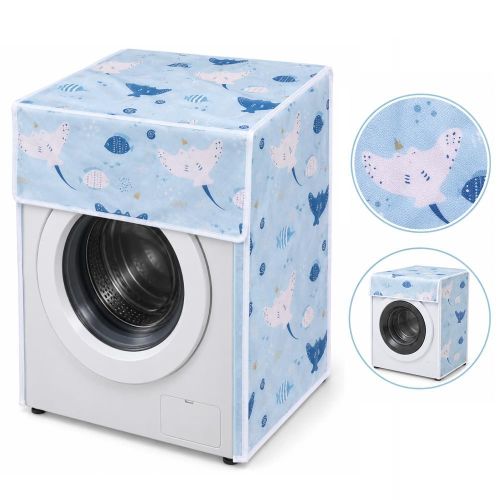 Front Load Washing Machine Cover with Marine Fish Print Blue 58 x 62 x 85 cm - 1-44