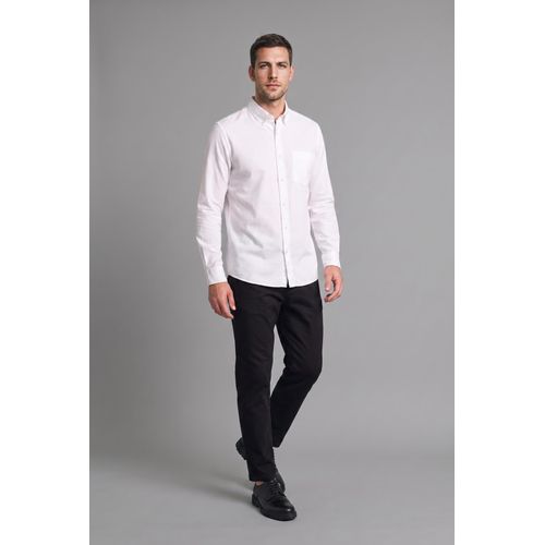 Regular Fit Polo Shirt Basic Linen Blended Long Sleeve Shirt