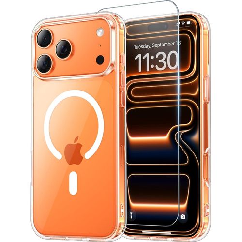 for iPhone 17 Pro Max Case Clear with Screen Protector, Compatible with Magsafe, Anti-Yellowing, Military-Grade Protection, Shockproof Slim Magnetic Phone Case Cover, Transparent