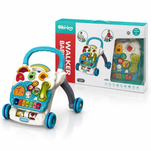 Interactive Baby Walker with Musical Piano, Lights, Activity Toys & Learning Panel - Blue - 698-60