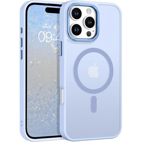 Mobile Phone Case iPhone 16 pro Compatible with MagSafe Translucent Matte Magnetic Shockproof Anti-Fingerprint Protective Case Case, Blue