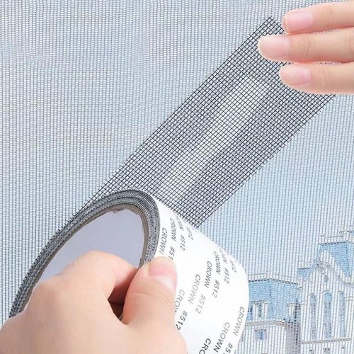 Mesh Tape for Repairing Window and Door Screens and Mosquito Nets - Made of Strong, Waterproof Fiberglass Fabric - 1 Piece