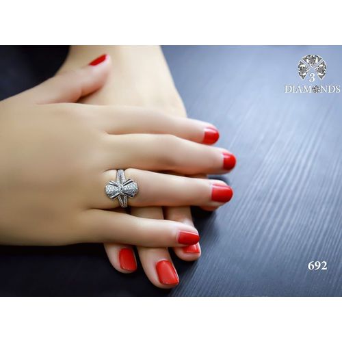 Platinum Plated Ring for Women with Zircon Stone - Silver