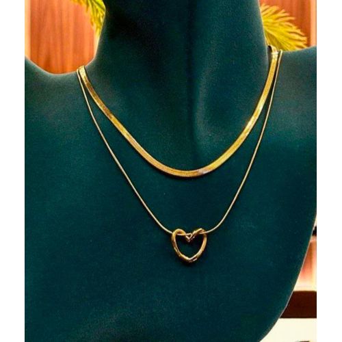 Necklace stainless steel -gold - set of 2