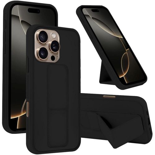 Mobile Pod iPhone 16 Pro Max with retardant and grip holder Magnetic finger for car multifunction anti-shockproof preservative 2 in 1 black polyurethane thermal