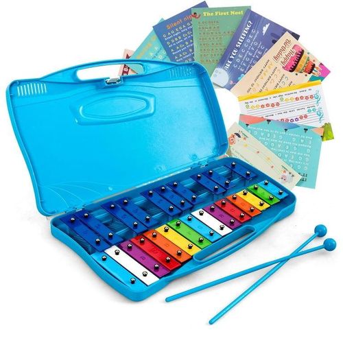 25 Note Xylophone Colorful 25 Key Xylophone Colorful Glockenspiel Mini Marimba with Hard Case & Mallets – Educational Keyboard Percussion Musical Instrument for Kids Students & Beginners