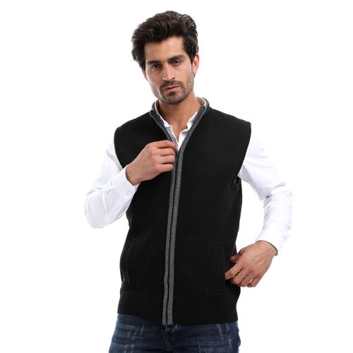 Vest With Zipper_Black - (999)
