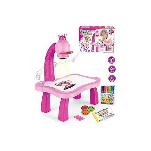 Interactive Kids’ Art Projection Drawing Table - Educational STEM Learning Toy with Musical Features, Slide Projector, and Creative Coloring Set