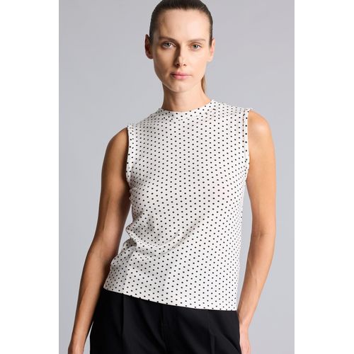 Polka Dot Crew Neck Slim Fit Top