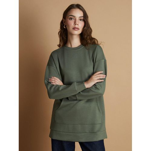 Crew Neck Women's Sweatshirt Tunic
