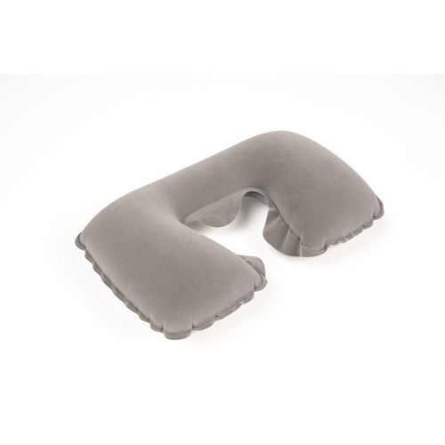 67006 - Inflatable Flocked Travel Neck Pillo – Soft Inflatable Neck Cushion for Airplane, Car, Train - Camping – 37 * 24 * 10 cm