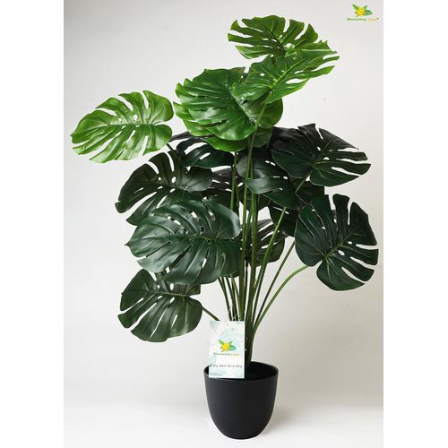 Artificial Monstera Plant with Basic Black Pot 18 Green Leaves Big Ornamental Plant for Interior Decor/Home Decor/Office Decor 73.6 cm Tall Natural Looking Plant
