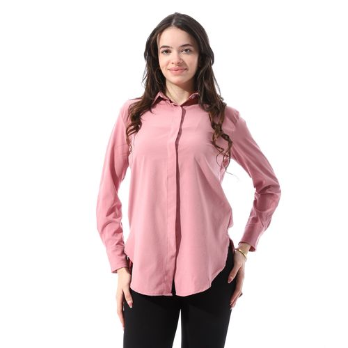 Full Sleeves Buttoned Casual Shirt - Pink