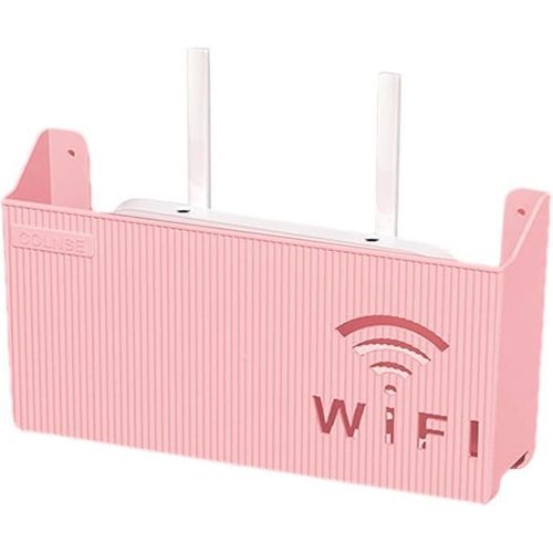 Wall Mounted WiFi Router Storage Box Router Shelf Decorative Cable Management Organizer Wireless Router Hider Rack Hanging Storage Box for Living Room Bedroom Office Home Decor (Pink)