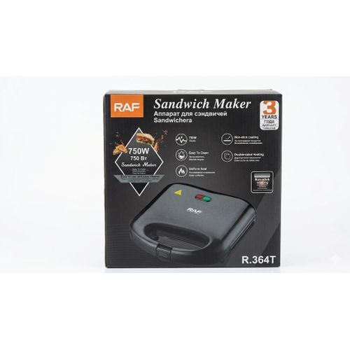 750W Electric Sandwich Maker and Toaster Grill with Non-Stick Finish - Model R.264T