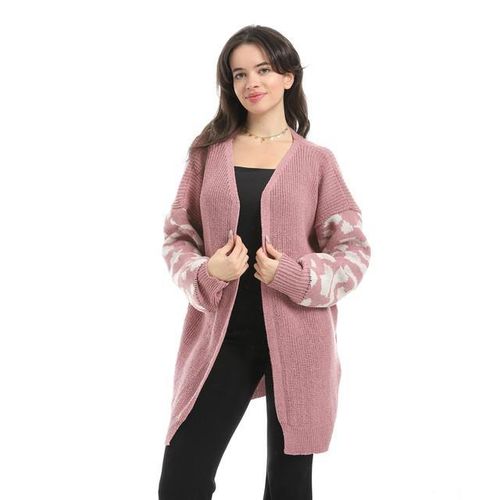 كارديجان كشمير بفتحة رقبة مفتوحة وبقصّة فضفاضة يسهل ارتداؤه