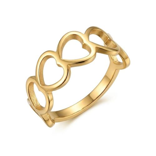 Women's stainless steel ring, gold color, size 18, rust and tarnish resistant, various modern designs