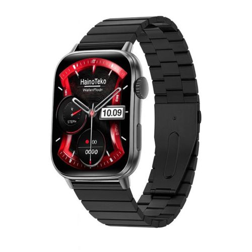 14 Smart Watch, AMOLED Display, Bluetooth Calling, Waterproof, Up to 10 Days Battery Life, Heart Rate Monitor, Blood Pressure Monitor, Sleep Tracking, Curved Glass, Music Control, Weather Updates, Metal Strap, Black
