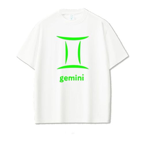 white cotton t-shirt Geminin Zodiac green