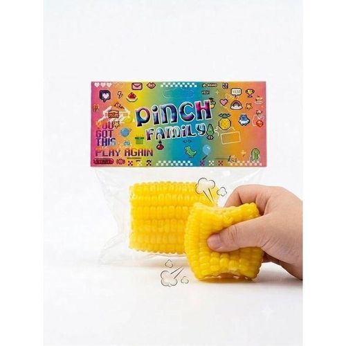 Pinch Family Corn Squishy Stress Relief Toy, Yellow Squeeze & Pinch Fun, Sensory Play, Kids & Adults, Stress Reliever, Novelty Food Shape