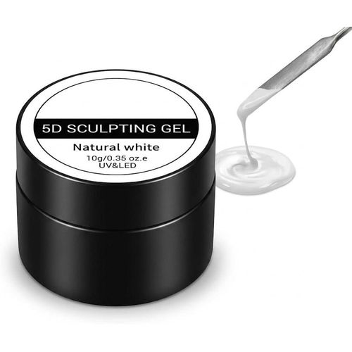 Gel for Nail Art, Semi-solid Modeling Gel for Rubbing Chrome Nail Powder, Sticking Rhinestones and Painting, No Wipe-white