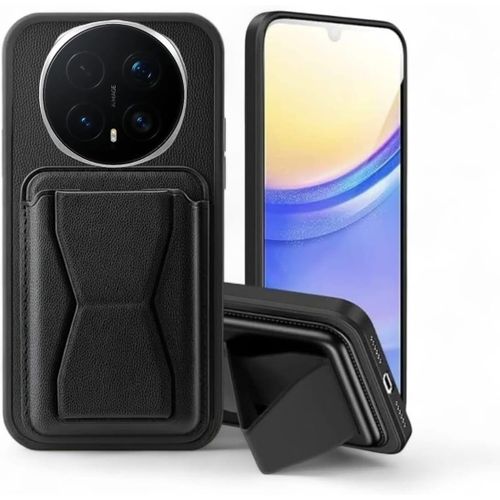 Premium PU leather wallet case with card holder and built-in stand, shock-resistant leather back cover, magnetic closure, full protection, scratch-resistant case for Honor Magic 8 Pro, black
