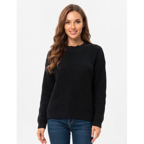 Women Stylish Winter Knit Sweater - Round Neck - black - Free Size