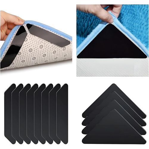 Non-Slip Rug Holders - Premium 8-Piece Silicone Pad Set for Effective Carpet and Mat Stabilization, Easy to Clean and Reusable, Featuring Color-Resistant Material for Long-Lasting Performance