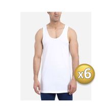 Set Of 6 Solid Sleeveless Under Shirt - White