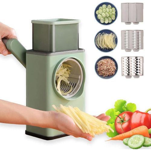 Manual Vegetable Chopper 2022 Upgrade With 6 Stainless Steel Blades - Rotary Cheese Grater, Onion Dicer, Spiralizer for Vegetables