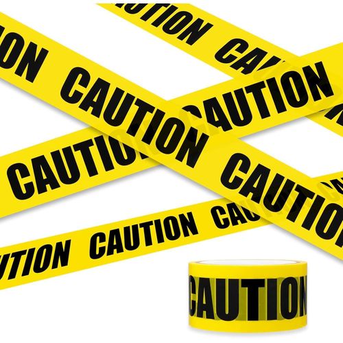 Halloween Caution Tape Yellow Hazard Warning Tape Safety Printed Tape for Workplace Danger Areas Halloween Party Decorations Party (Yellow)