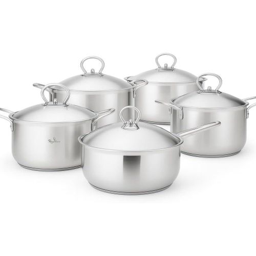 71973170 Turkish 10-Piece Cookware Set, Non-Stick, Premium for Family Cooking - Silver