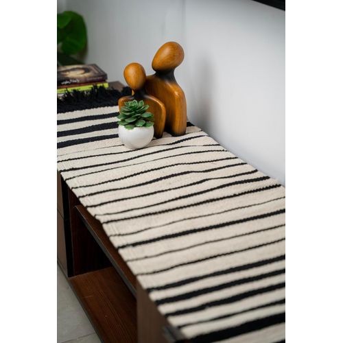 handmad cotton rug or runner-size140x040-black and white