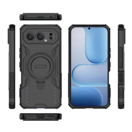 Honor 500 Pro 5G Case Cover – Wing Shield Stand Heavy-Duty Shockproof Protective Cover with Foldable Ring Stand, Magnetic Car Mount Support, and Heat Dissipation Design (Black)