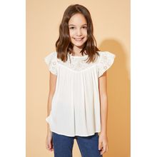 Girl Ecru Regular Fit Short Sleeve Blouse