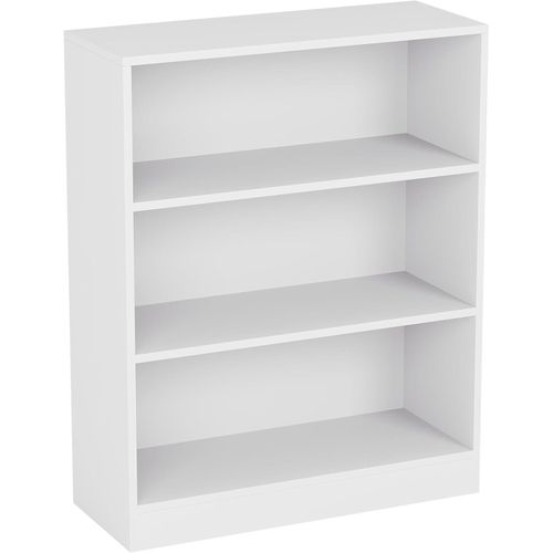 Vida Designs Cambridge 3 Tier Low Bookcase, White Wooden Shelving Display Storage Unit Office Living Room Furniture
