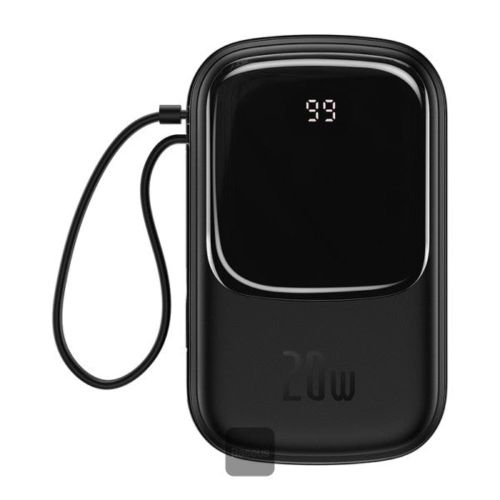 Power Bank, 20000mAh, 20W Fast Charging with USB-C Cable - Black